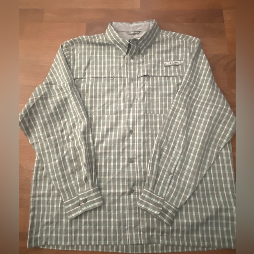 Habit Outdoor Shirt Fishing Utility Long Sleeve Button Down XL SPF 40